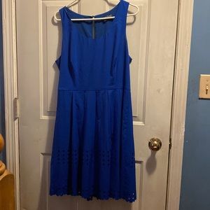 Royal Blue sleeveless dress with pretty cutout skirt.  XL.